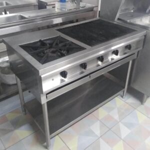 Equipo mixto a gas: Parrilla y estufa 120 x 67 x 90,5cm Cod: I0083