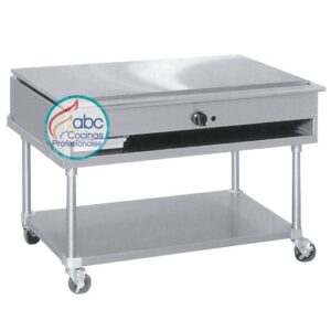 Plancha industrial estilo teppanyaki con platina en acero inox.