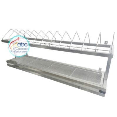 Escurridor para platos y accesorios de 2 niveles