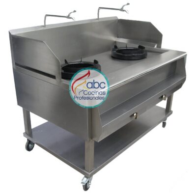 Estufa WOK industrial de dos coronas