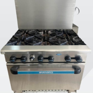 Estufa industrial de 6 puestos con horno91,5 x 81 x 91cm
 Cod: I0353