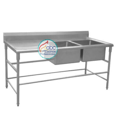 Lavaplatos industrial con amarre de 2 pocetas