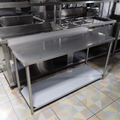 Mesón de trabajo en acero     155 x 63,5 x 84 cm Cod: I0294