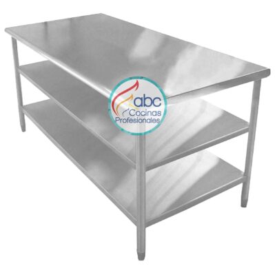 Mesón de trabajo industrial en L de 2 entrepaños