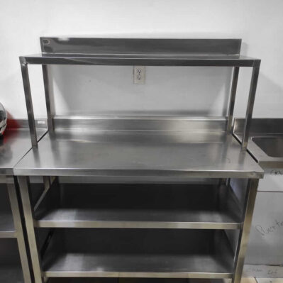 Mesón en acero  industrial con entrepaño y repisa 120x 60 x 90cm  Cod: I0347