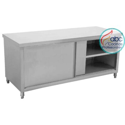 Mueble industrial encerrado de 2 entrepaños con puertas corredizas