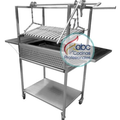 Parrilla al Carbón con ascensor tipo Piñón doble con repisas abatibles