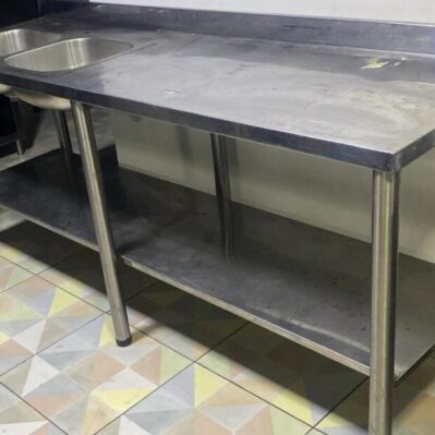 Meson de trabajo con doble poceta 200x 605 x 90 cm Cod: I0404